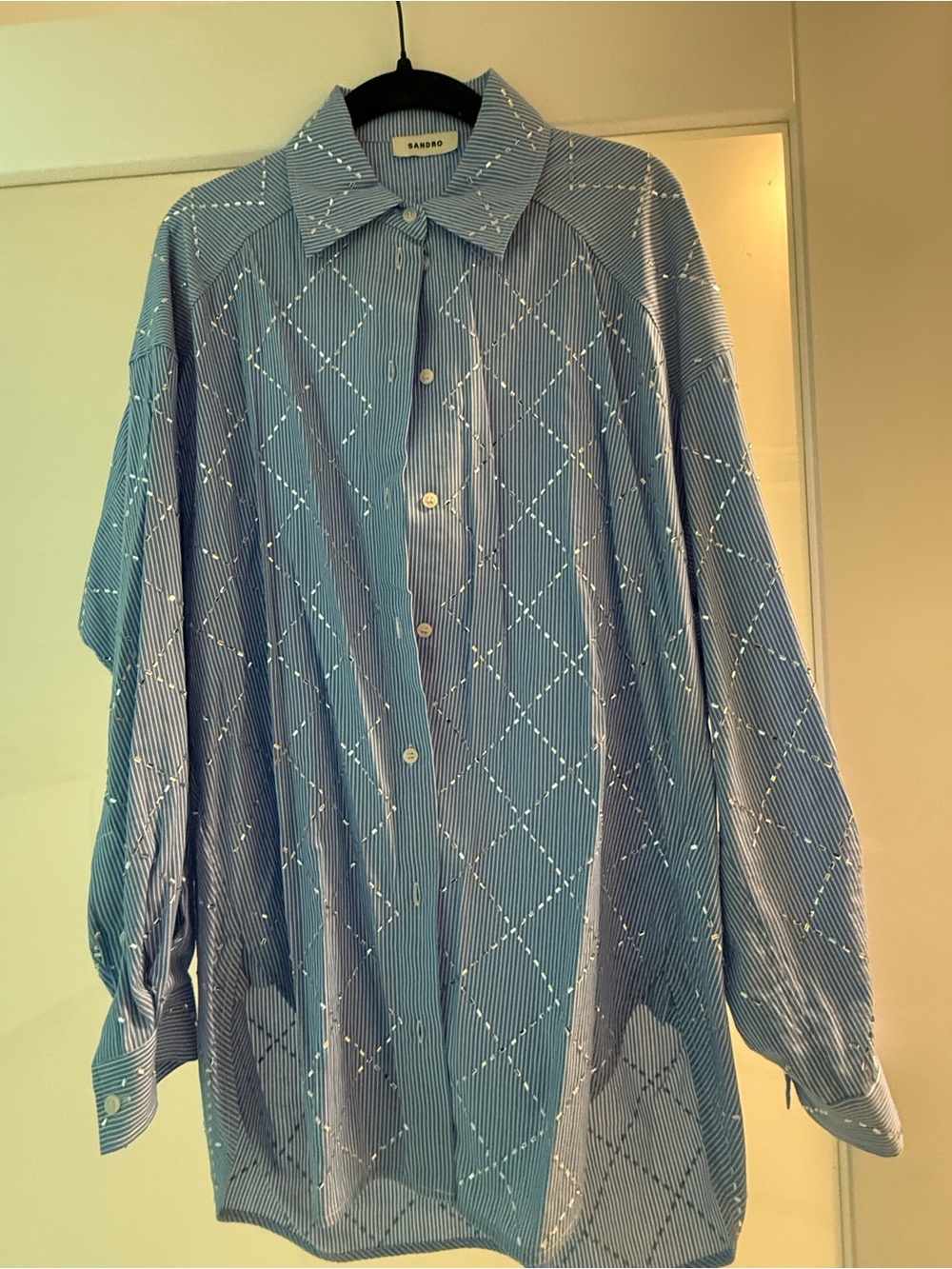 Sandro Blue Patterned Button-Down Shirt
